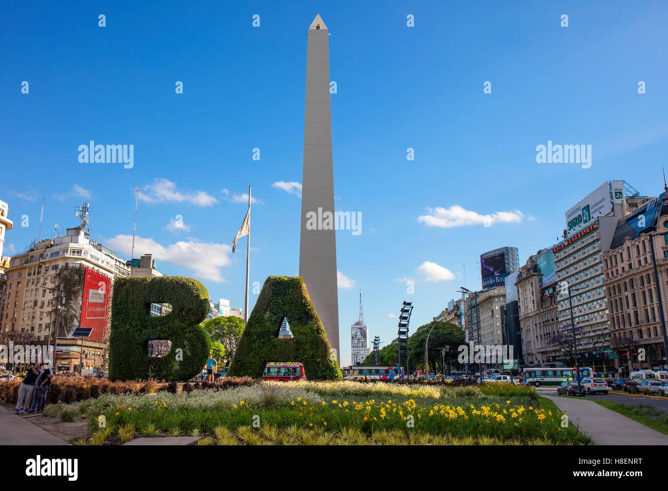 Welcome to BA. Avenida 9 de Julio, Buenos Aires, Argentina. Stock Photo