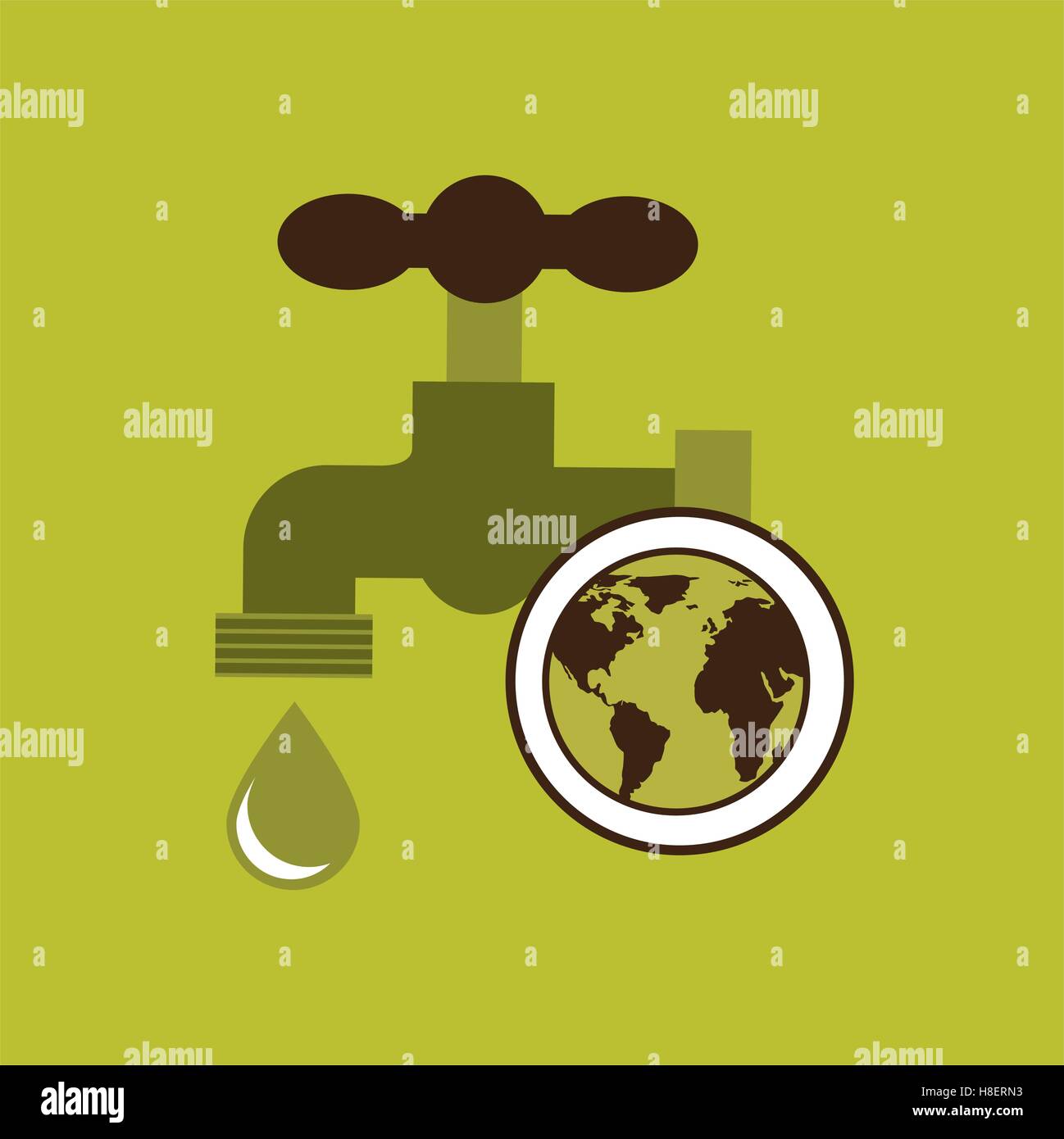 map earth environment ecological green tap water vector illustration