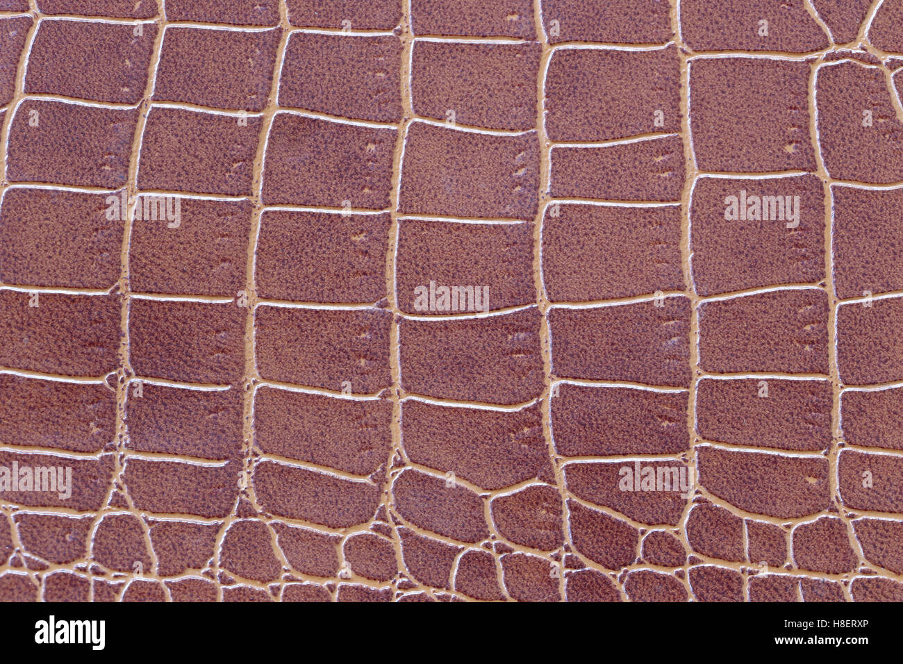 Brown crocodile patterned artificial leather for the background design. Stock Photo