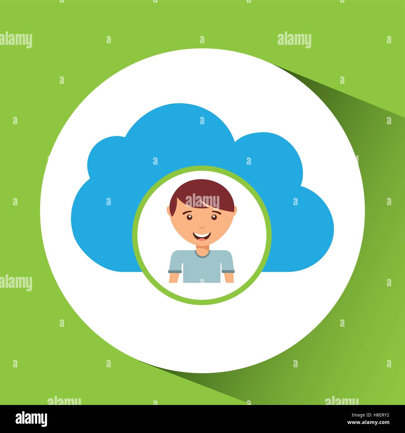 happy boy environment cloud sign vector illustration eps 10 Stock ...