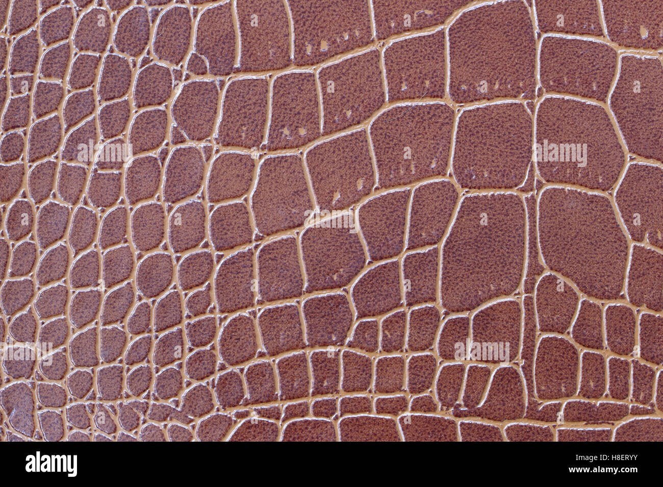 Brown crocodile patterned artificial leather for the background design. Stock Photo