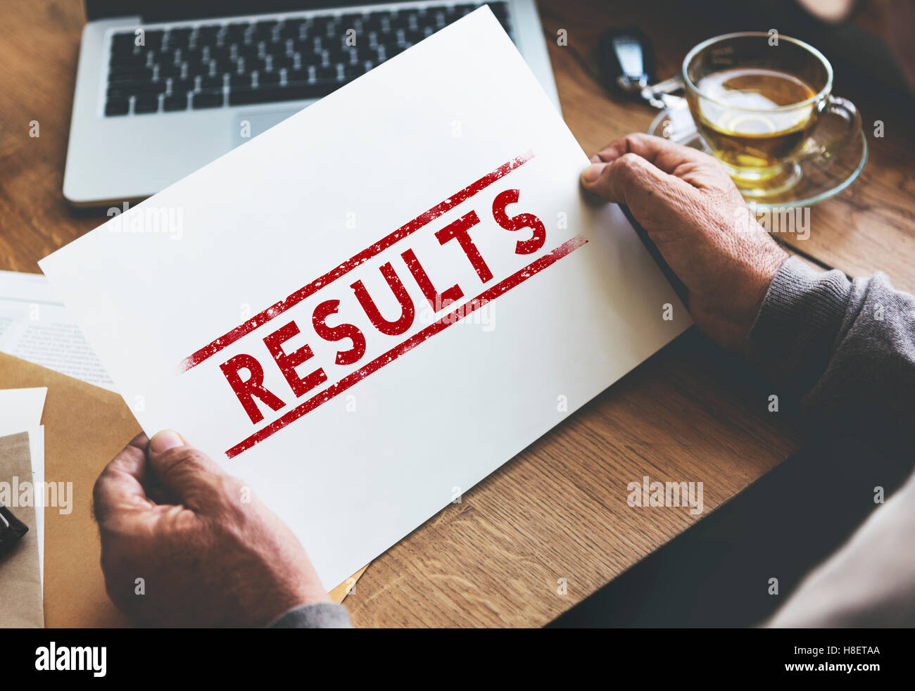 Results Evaluate Progress Outcome Productivity Concept Stock Photo