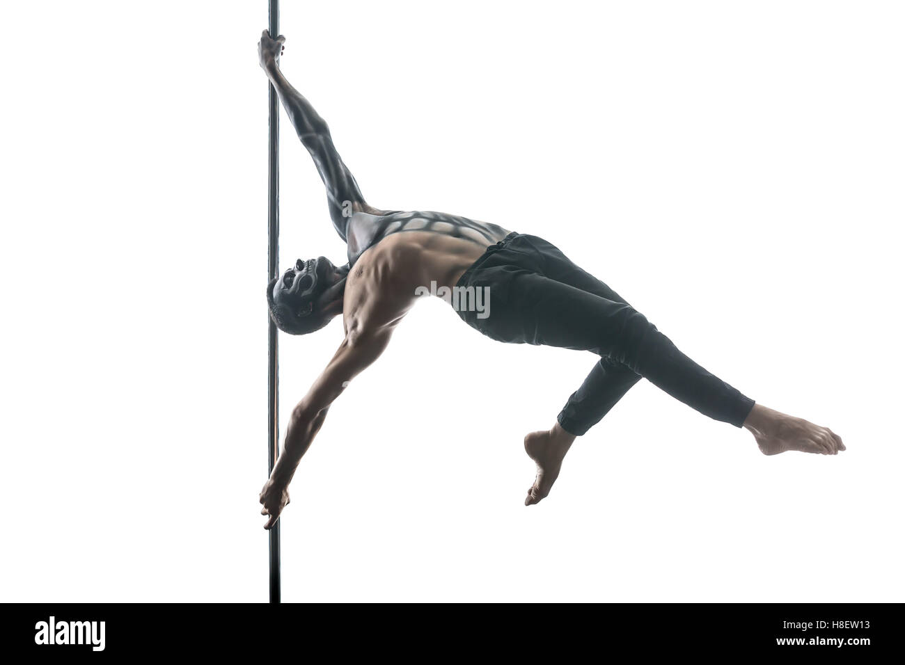 Male pole dancer with bodyart on pylon Stock Photo Alamy