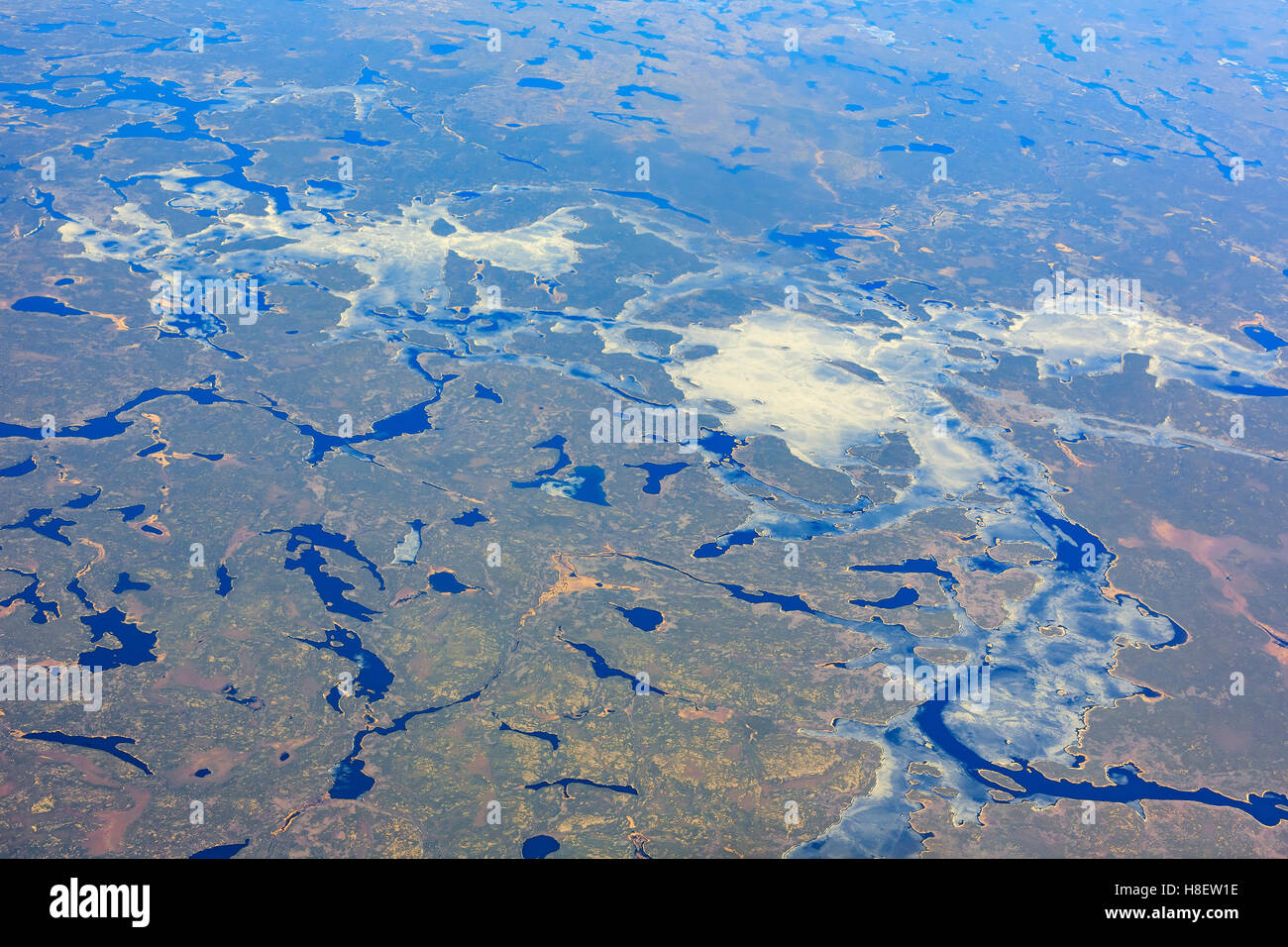 Beautiful rivers, ice over Lac Seul, Canada Stock Photo