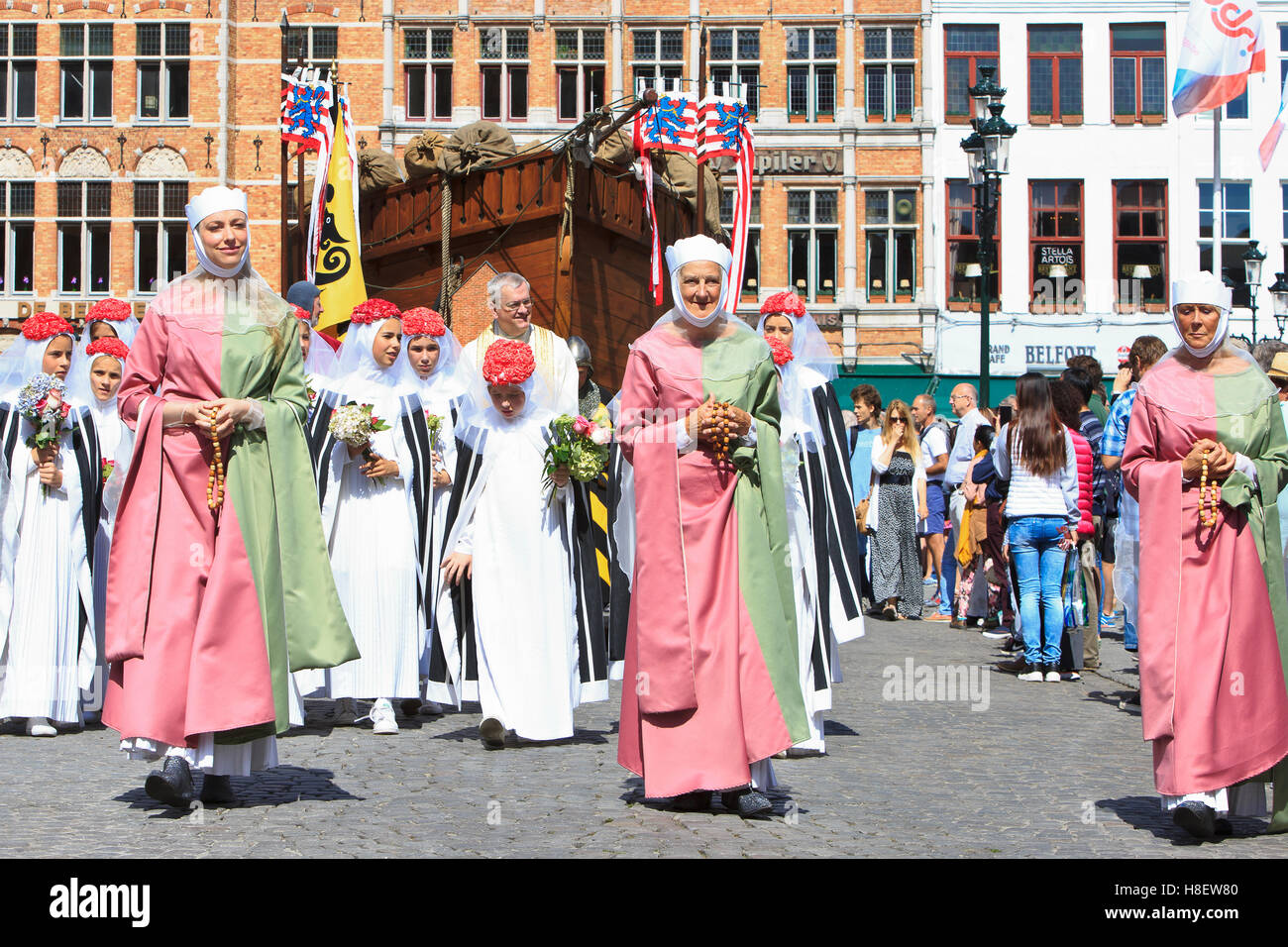 The Bruges' Promise Procession (a medieval Catholic parade held every year since 1304) in Bruges, Belgium Stock Photo