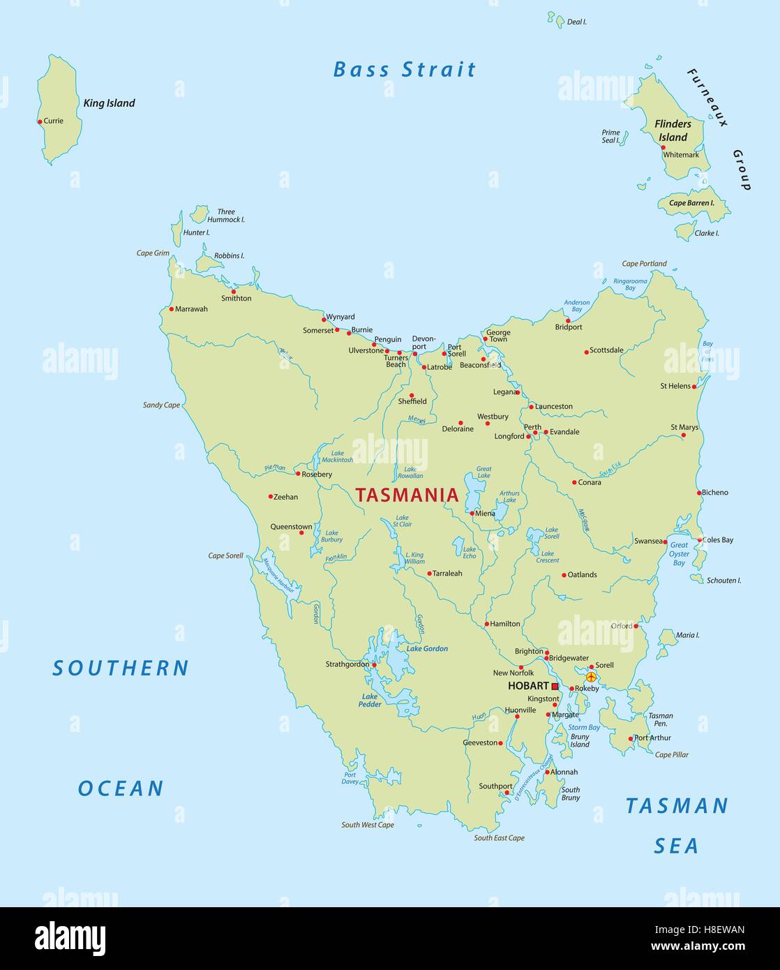 tasmania map Stock Vector