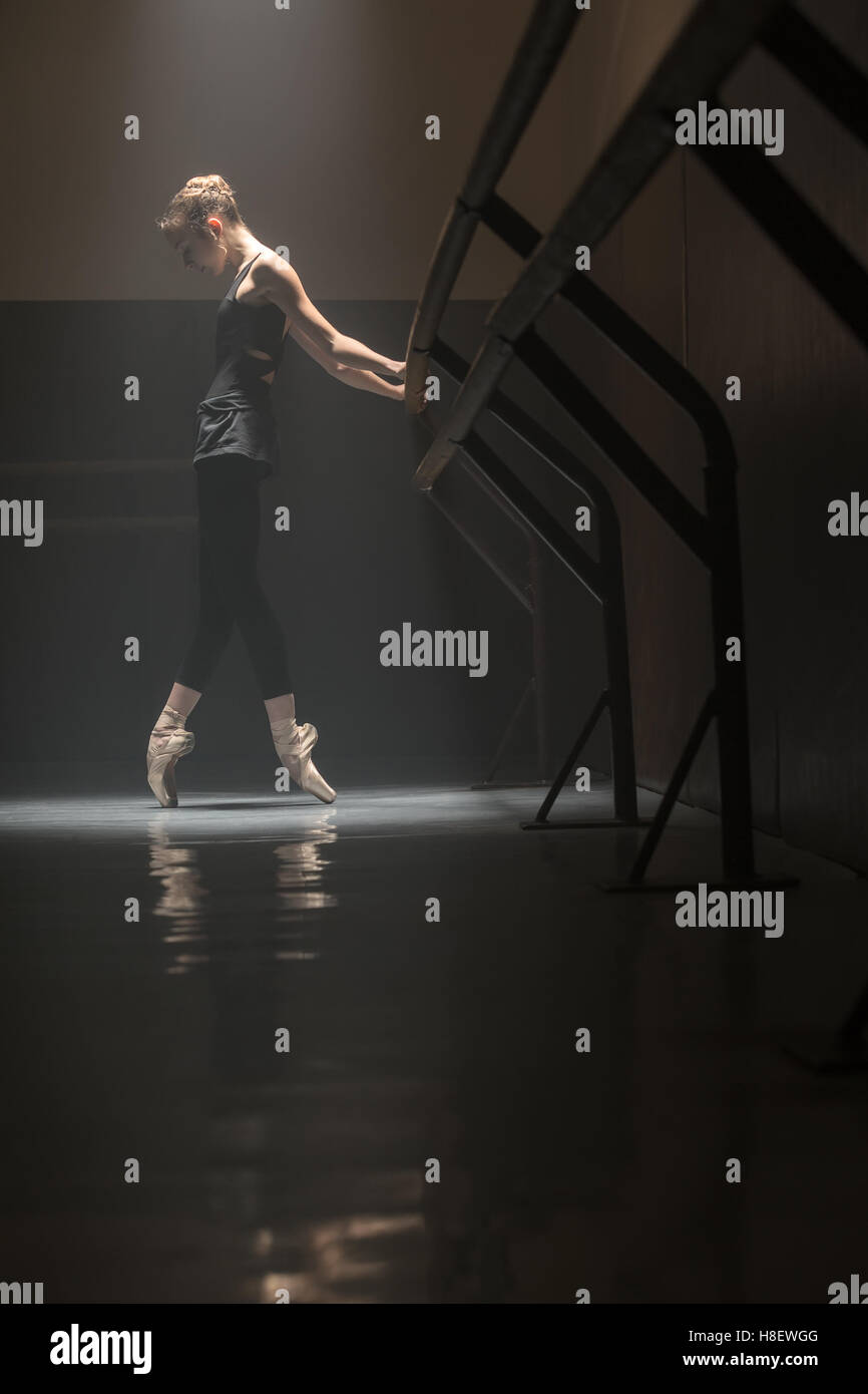 Ballerina in black Stock Photo - Alamy