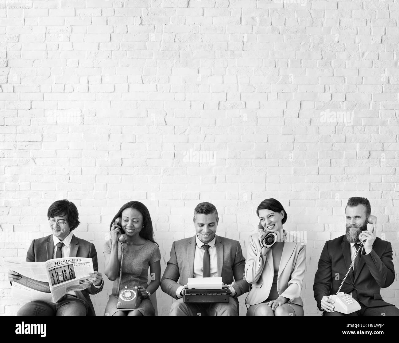 Business Team Working Using Vintage Objects Concept Stock Photo - Alamy