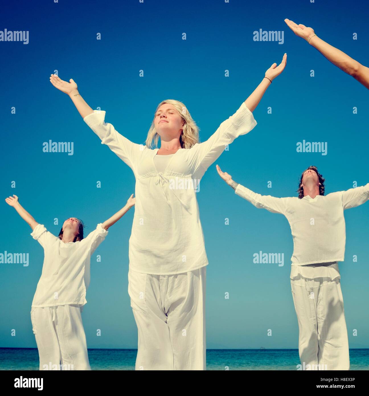 Beach Yoga Balance Calm Relaxing Exercise Concept Stock Photo - Alamy