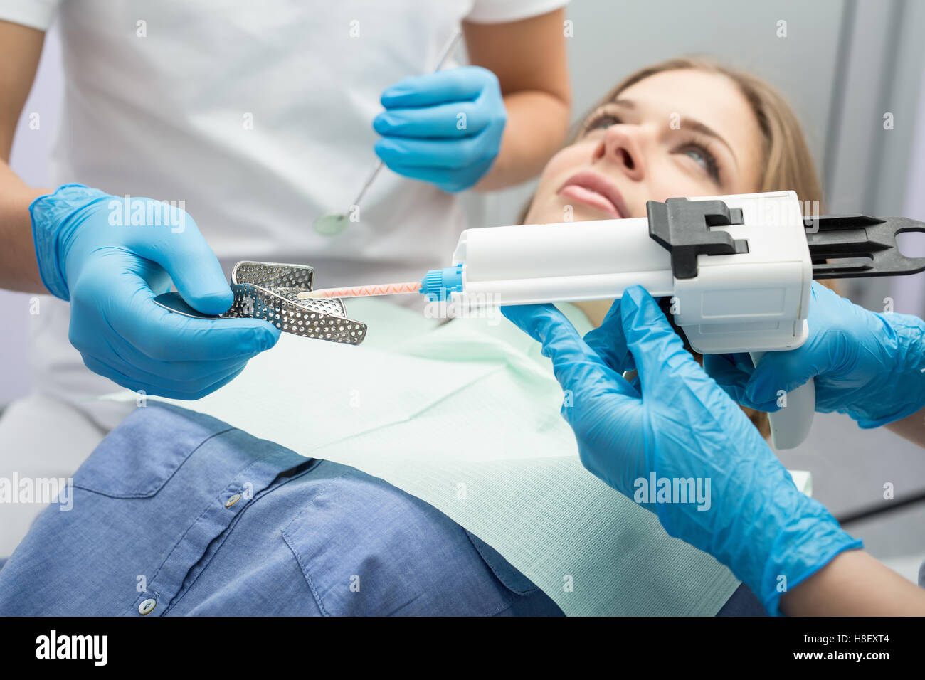Composite dispenser and rimlock impression tray Stock Photo