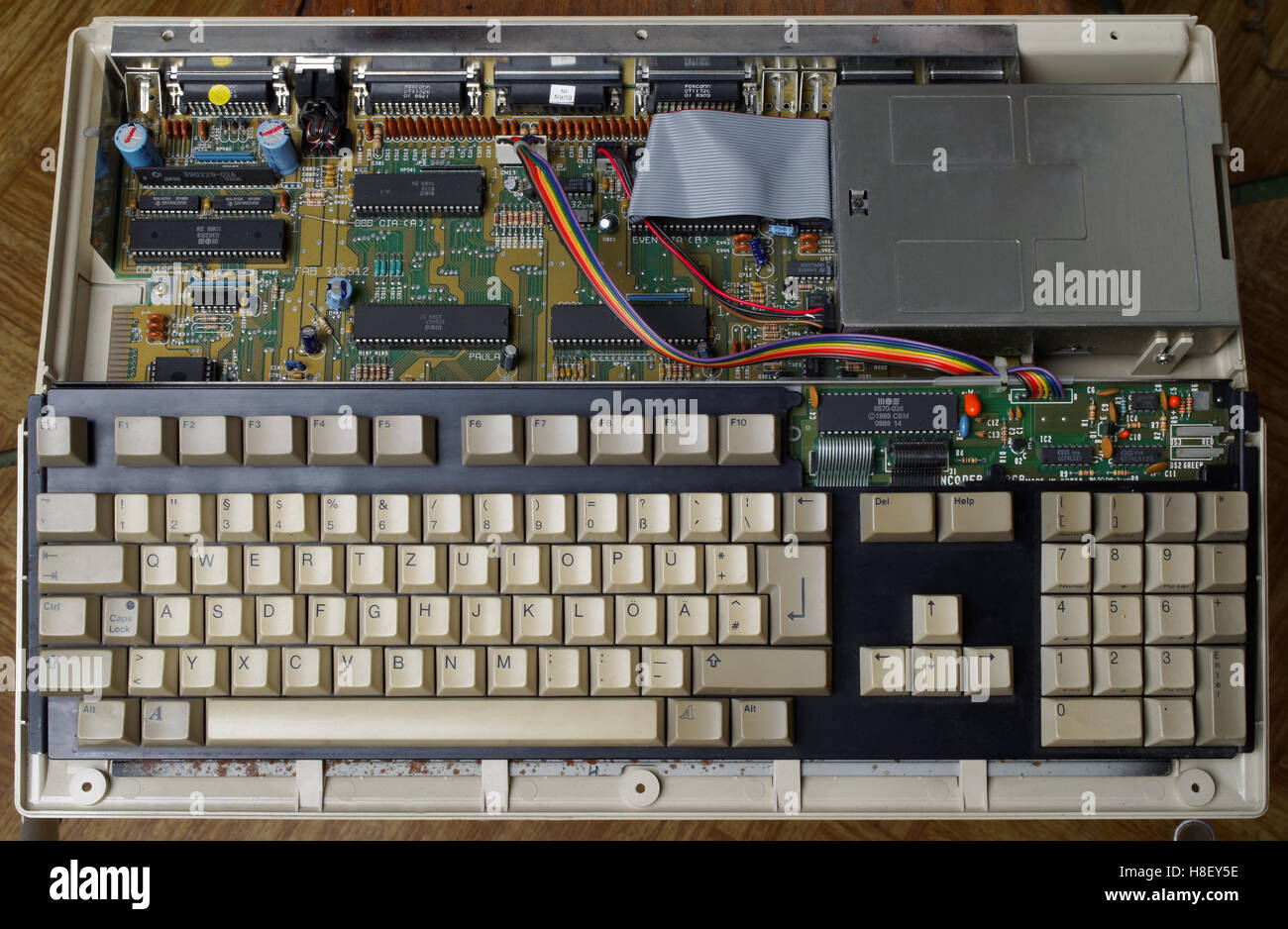 Opened old computer Amiga 500 Stock Photo