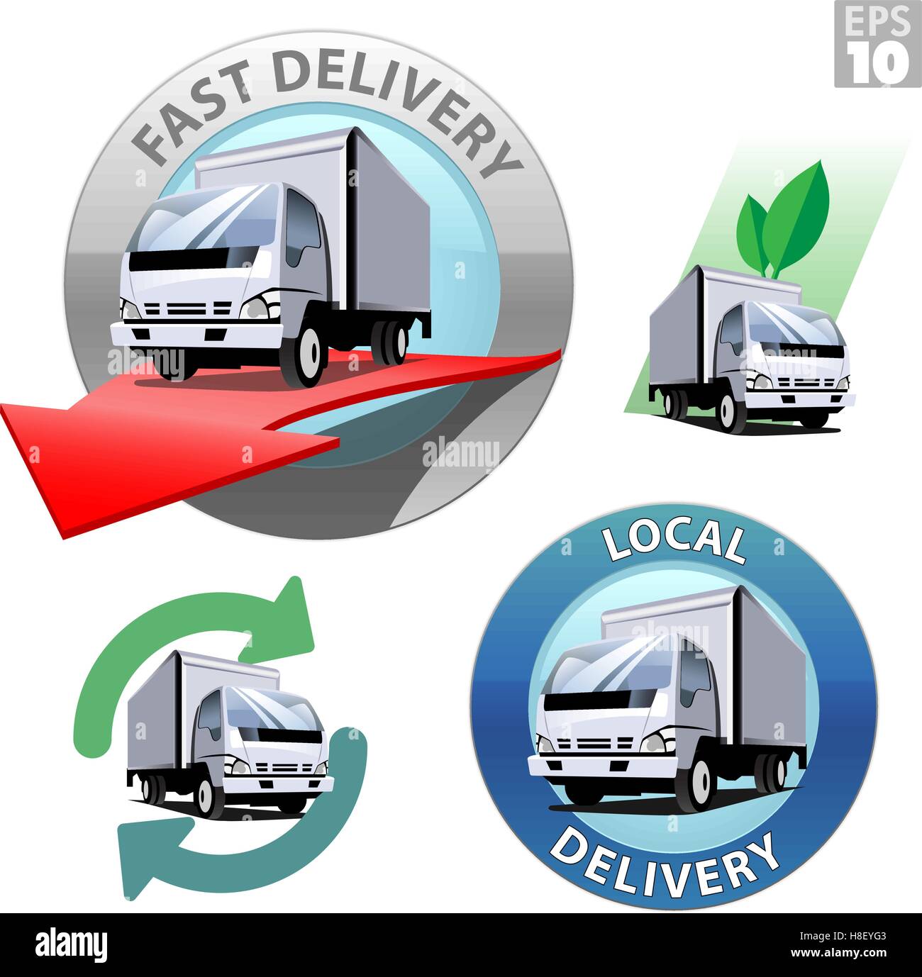 Truck for local delivery, fast delivery, recycle and eco friendly transportation Stock Vector