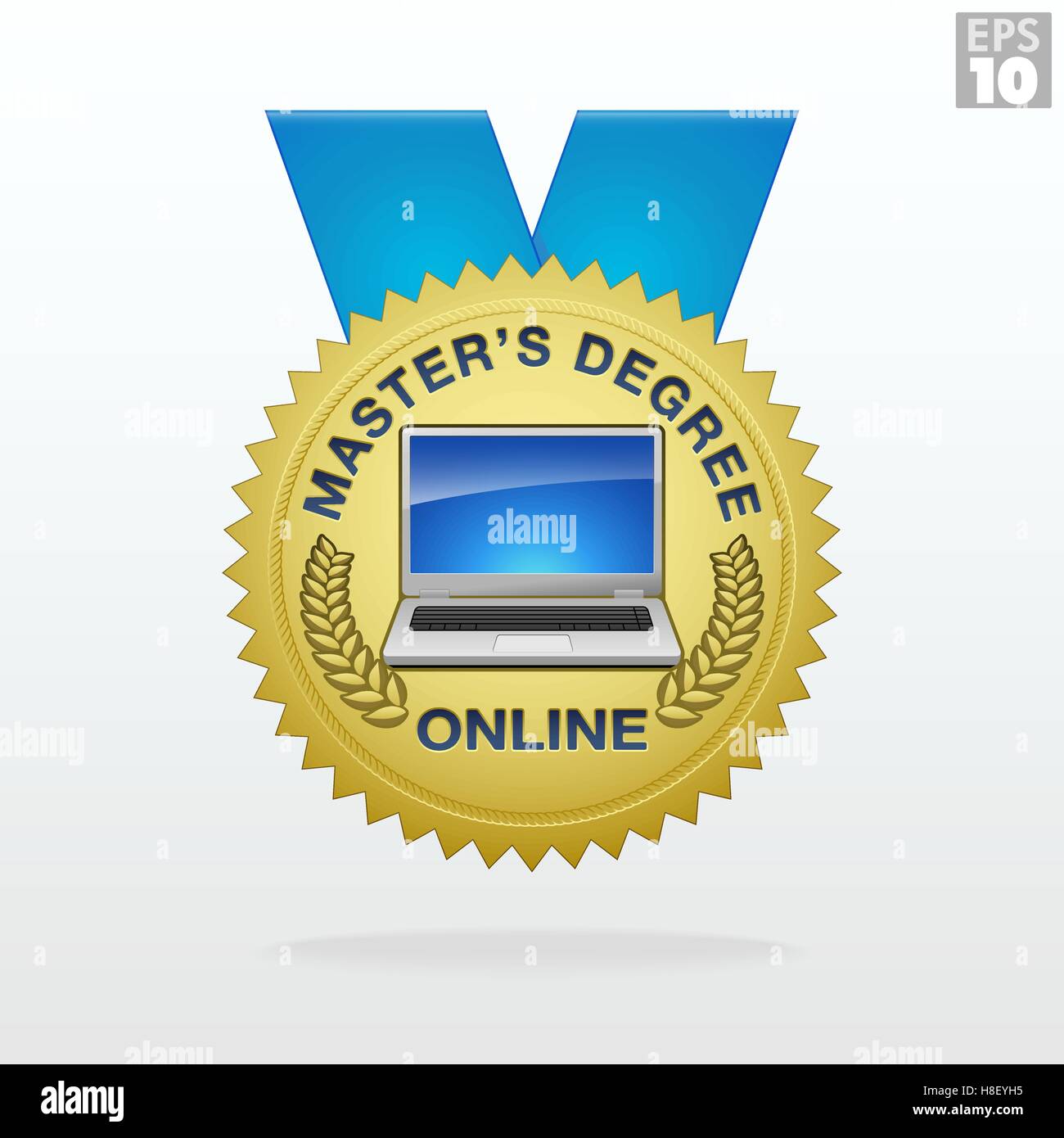 Master degree gold medal ribbon for online classes Stock Vector