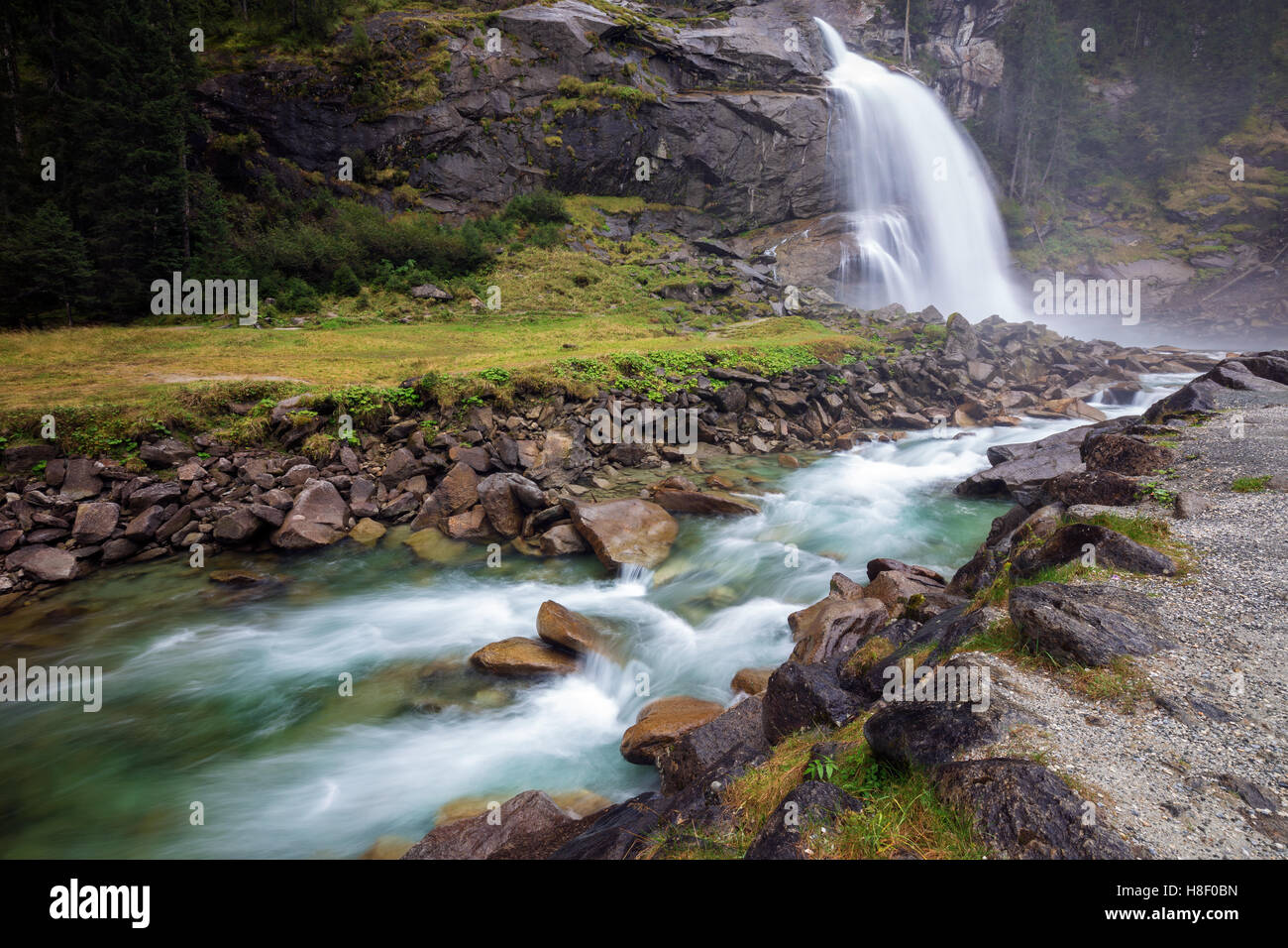 Krimml waterfall in mountains. National park Hohe Tauern, Austria, Europe Stock Photo
