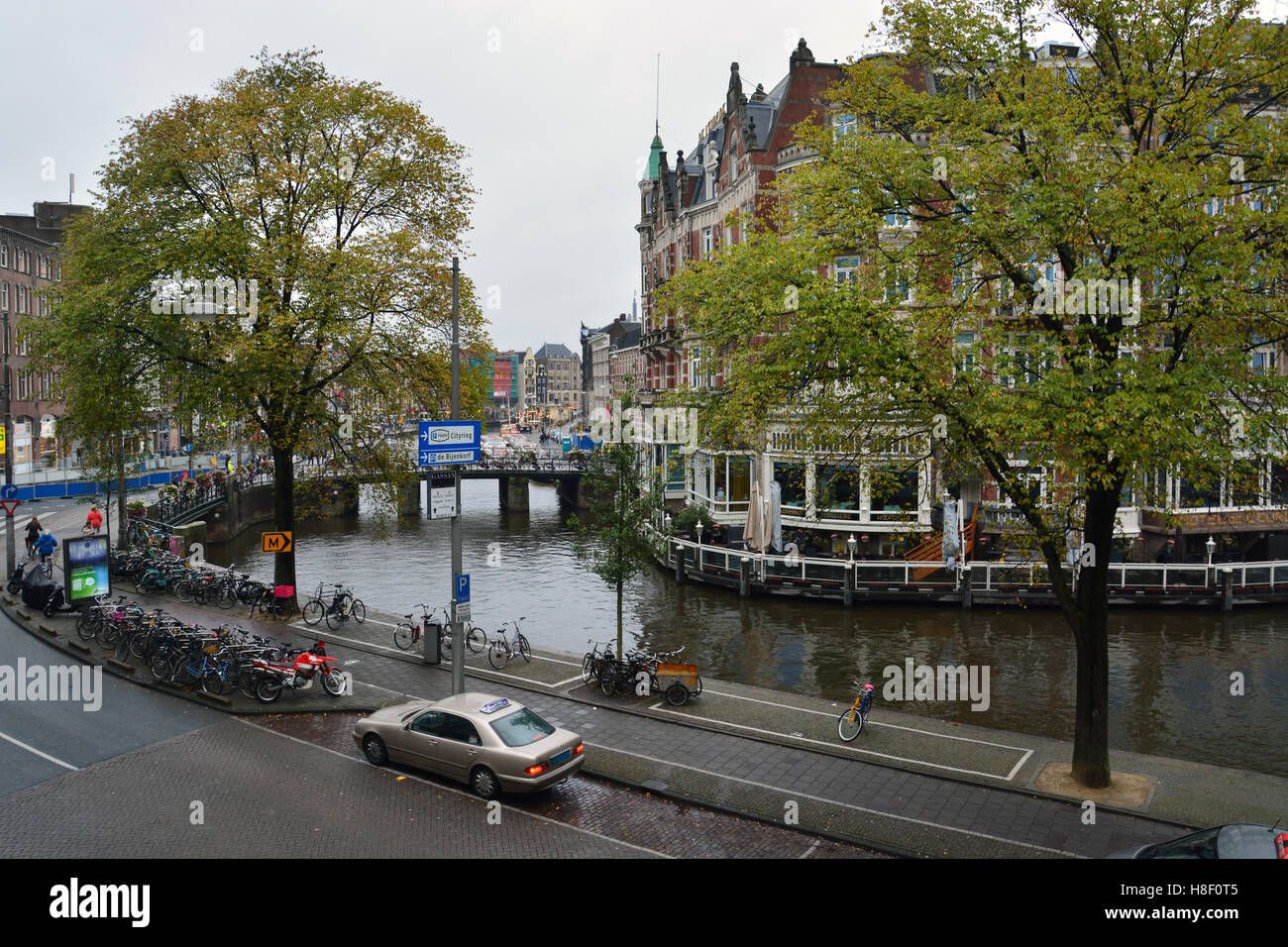 Overlooking the Amstel Canel, Amsterdam, Netherlands. Stock Photo