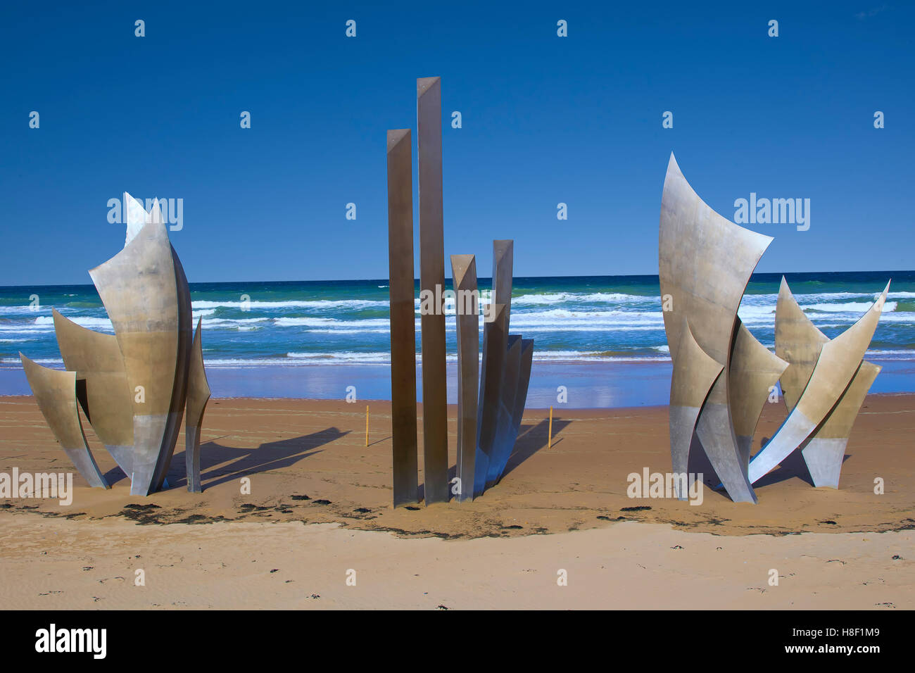 Les Braves, monument at Omaha Beach, Normandy, France Stock Photo