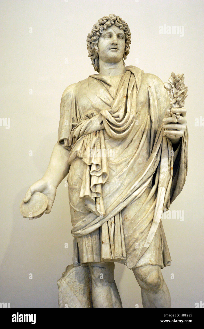 The so-called Farnese Lar. Roman creation, 2n century AD. National Archaeological Museum, Naples. Italy. Stock Photo
