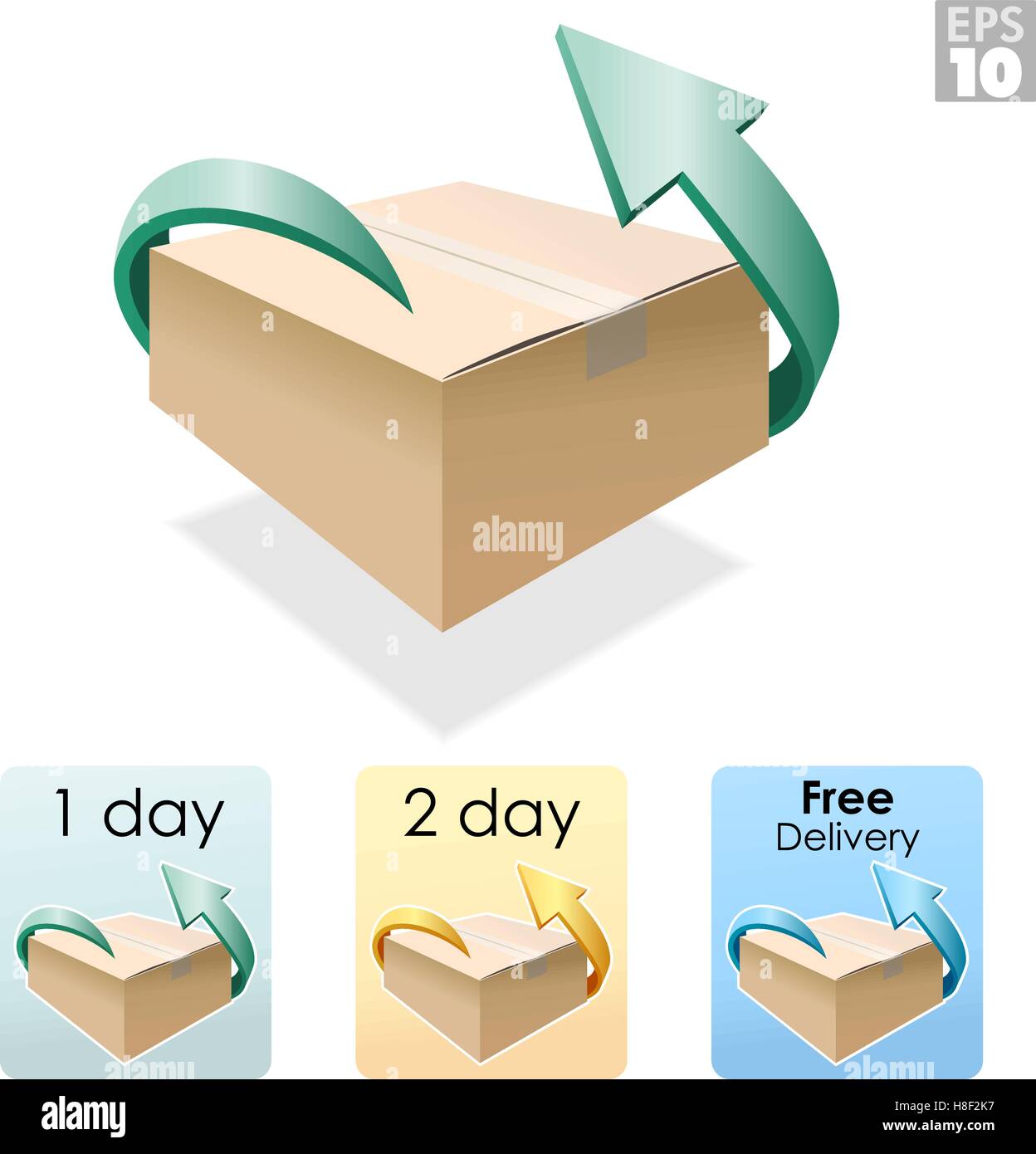 Shipping box, free delivery, return package Stock Vector