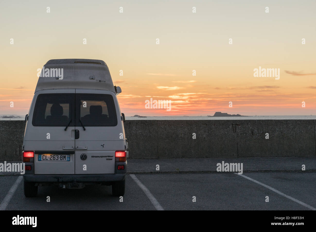Camper van parked in Saint-Malo, France Stock Photo
