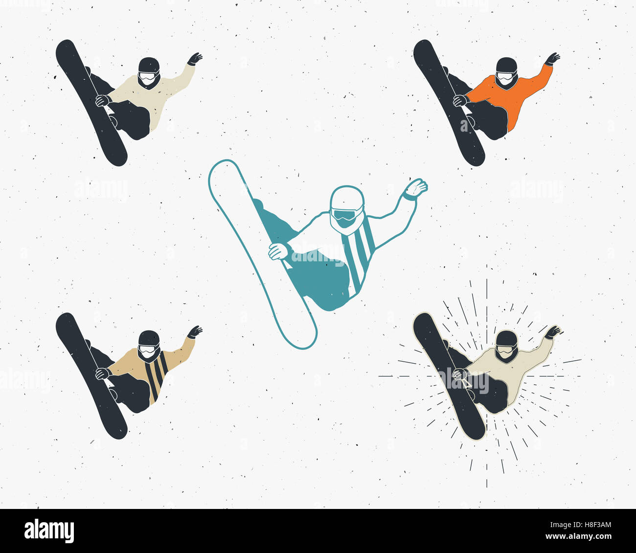 Set of Snowboarding icons. Vintage mountain explorer label. Outdoor ...