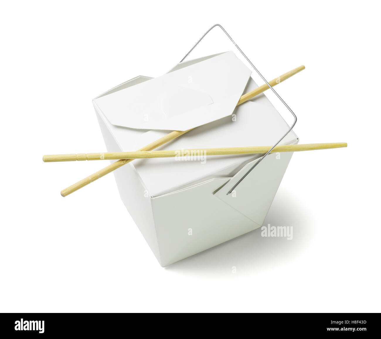 Chinese Restaurant Takeaway Food Container with Chopsticks on White Background Stock Photo