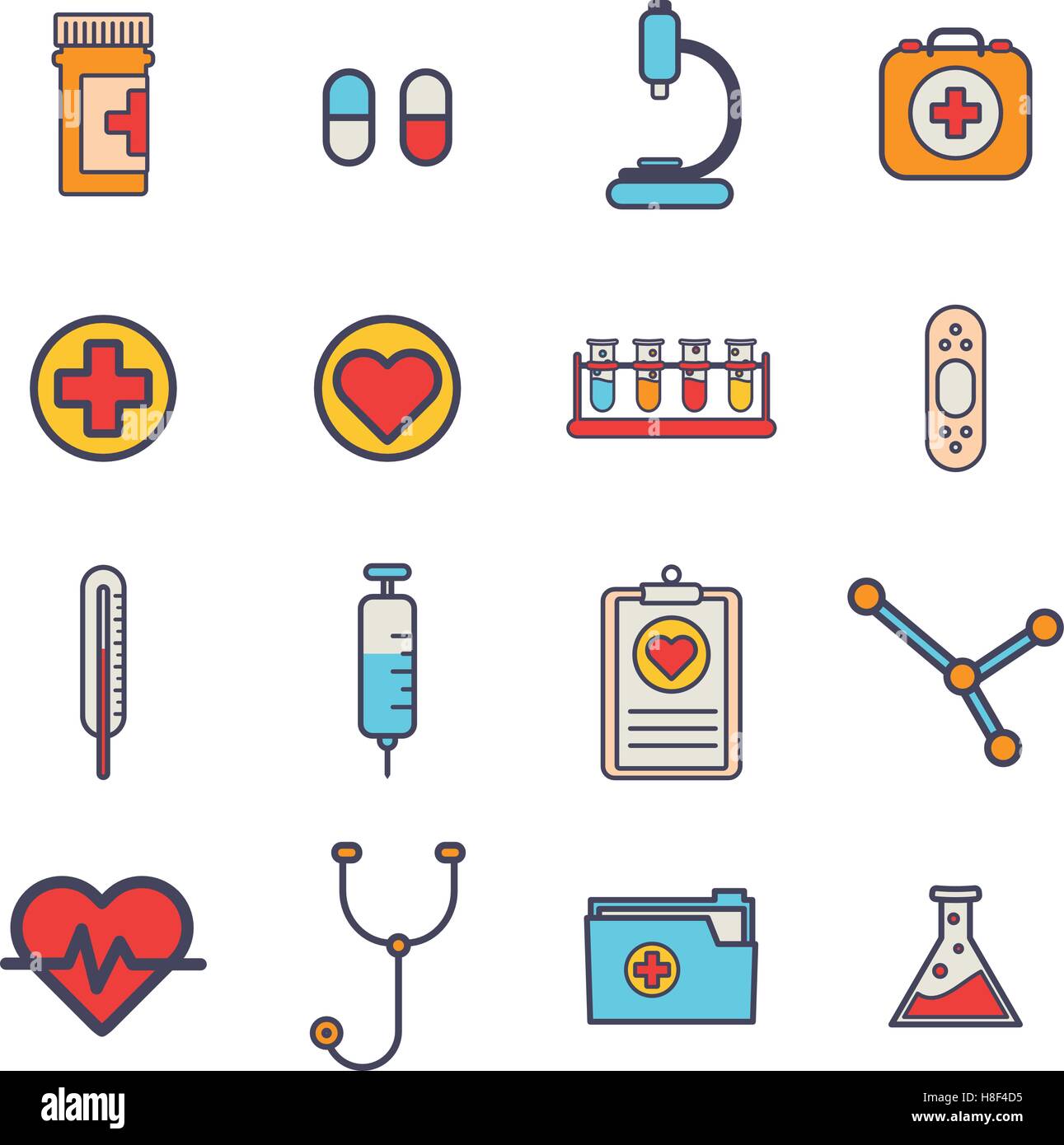 Various medical equipment vector icons Stock Vector