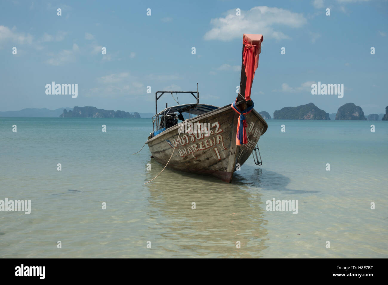 Longtail boat on Tubkaek beach, Krabi Province, Thailand Stock Photo