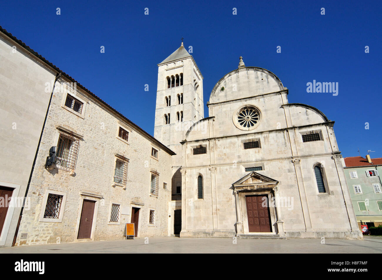 St Mary's Church, Crkva svete Marije, with Romanesque Campanile, bell tower, and Benedictine convent in Zadar, Dalmatia, Croatia Stock Photo