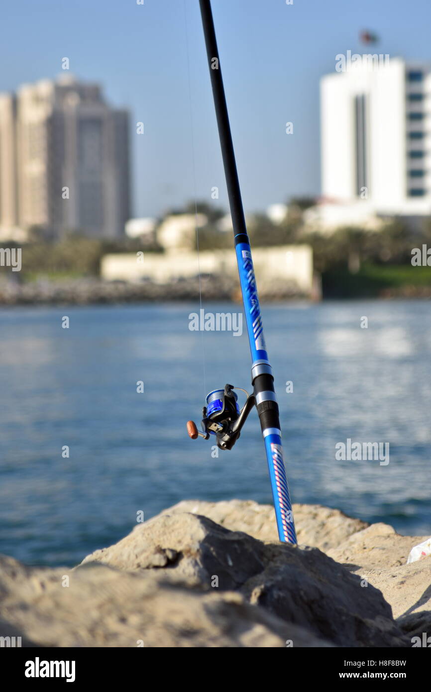 Fishing rod in Hamriyah free zone port, Ajman, United Arab Emirates