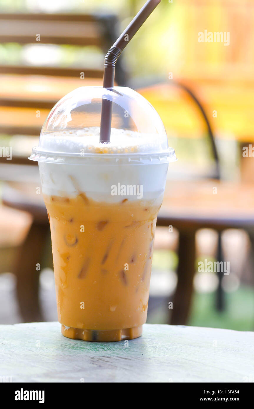 iced tea or Thai milk tea on the table Stock Photo - Alamy