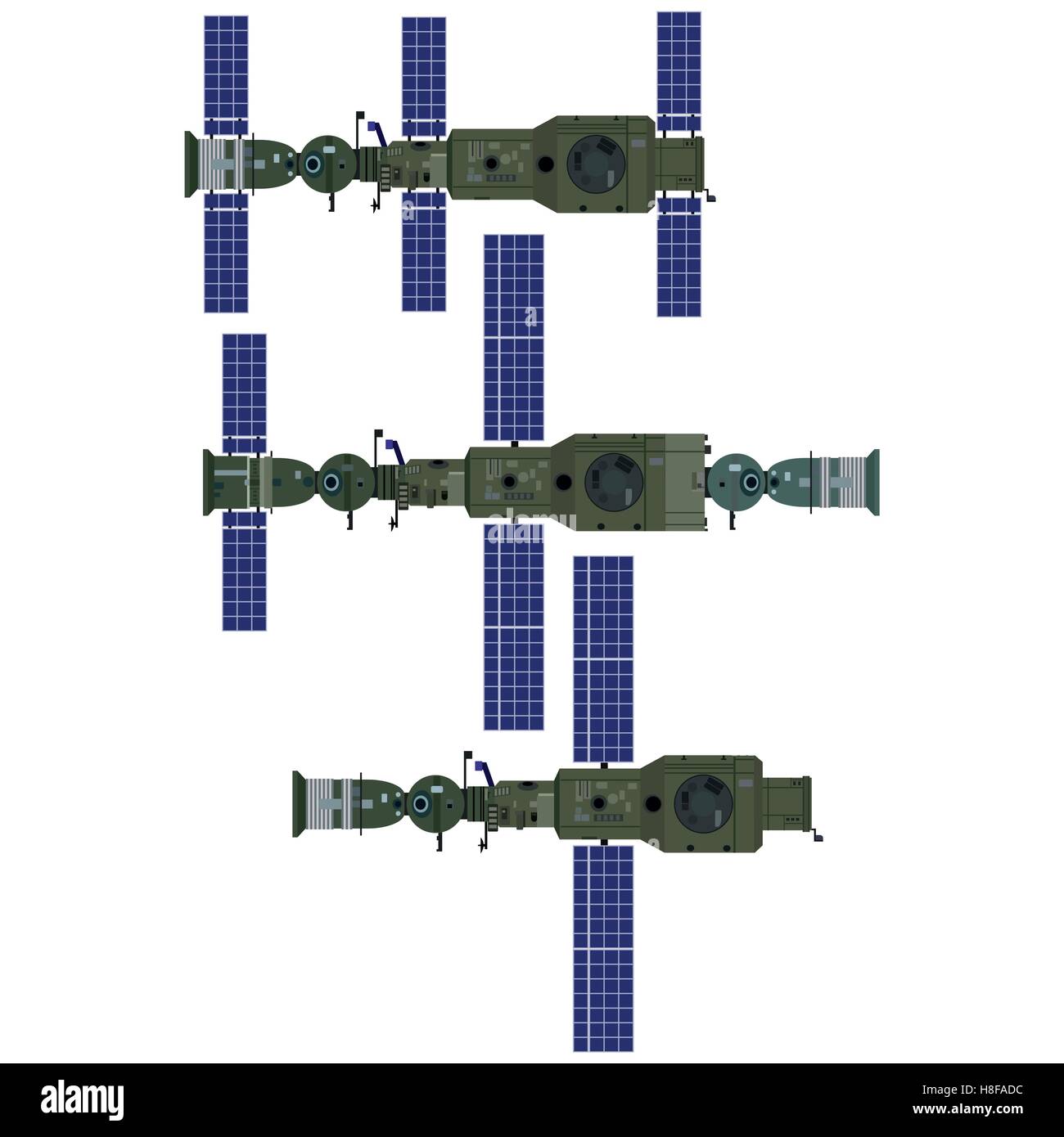 Space orbital station of the USSR. The illustration on a white ...