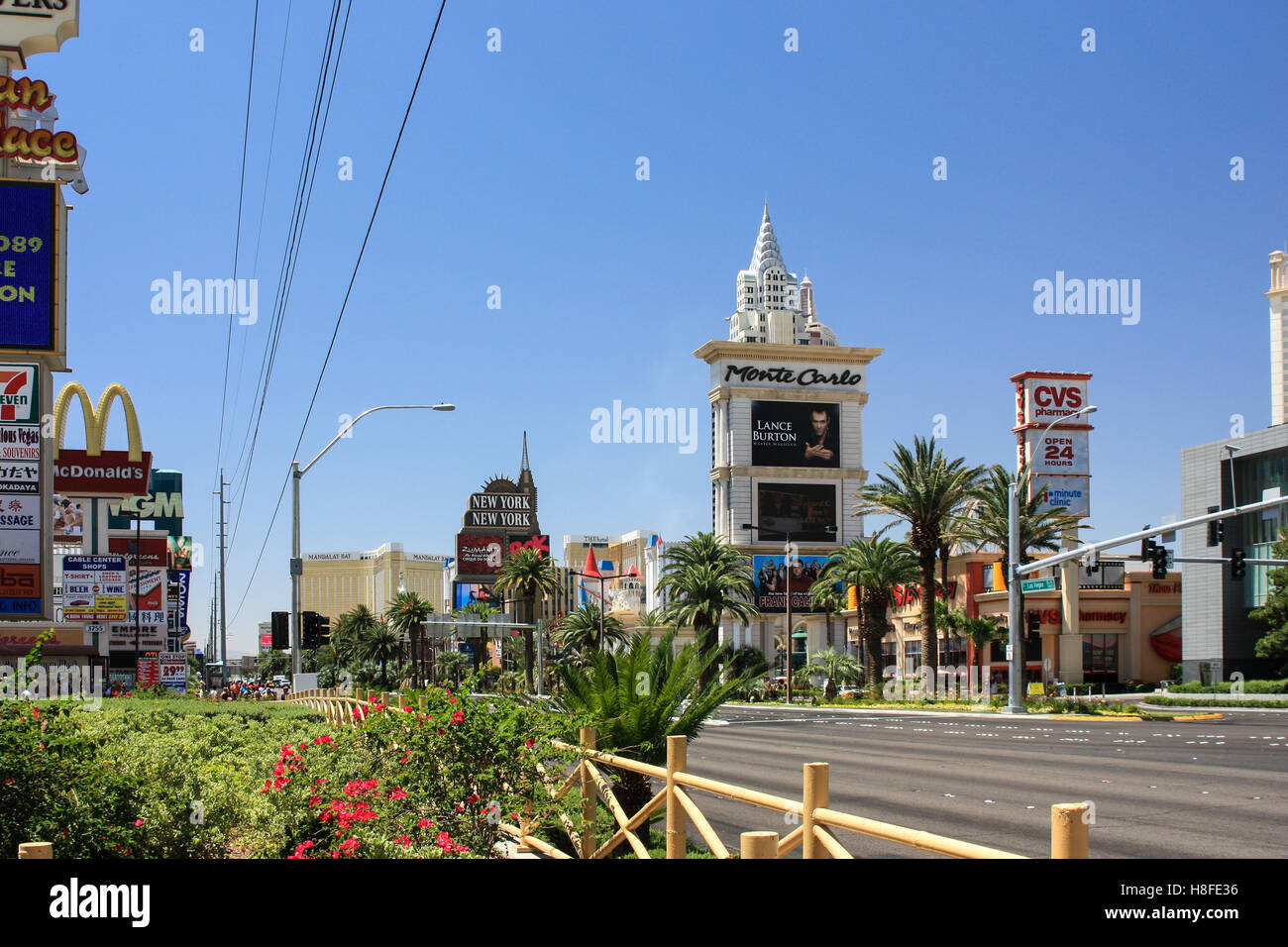 Las Vegas, Nevada - June 18 2010. Beautiful day view of the streets with its luxurious skyscrapers. Stock Photo