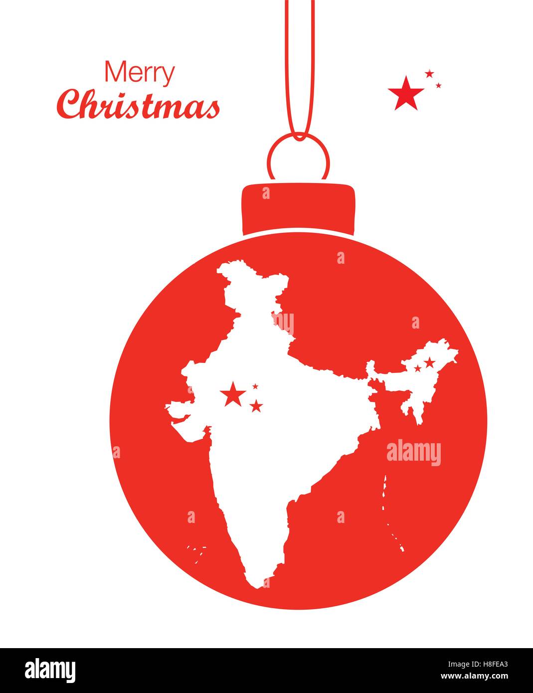 Merry Christmas Map India Stock Vector