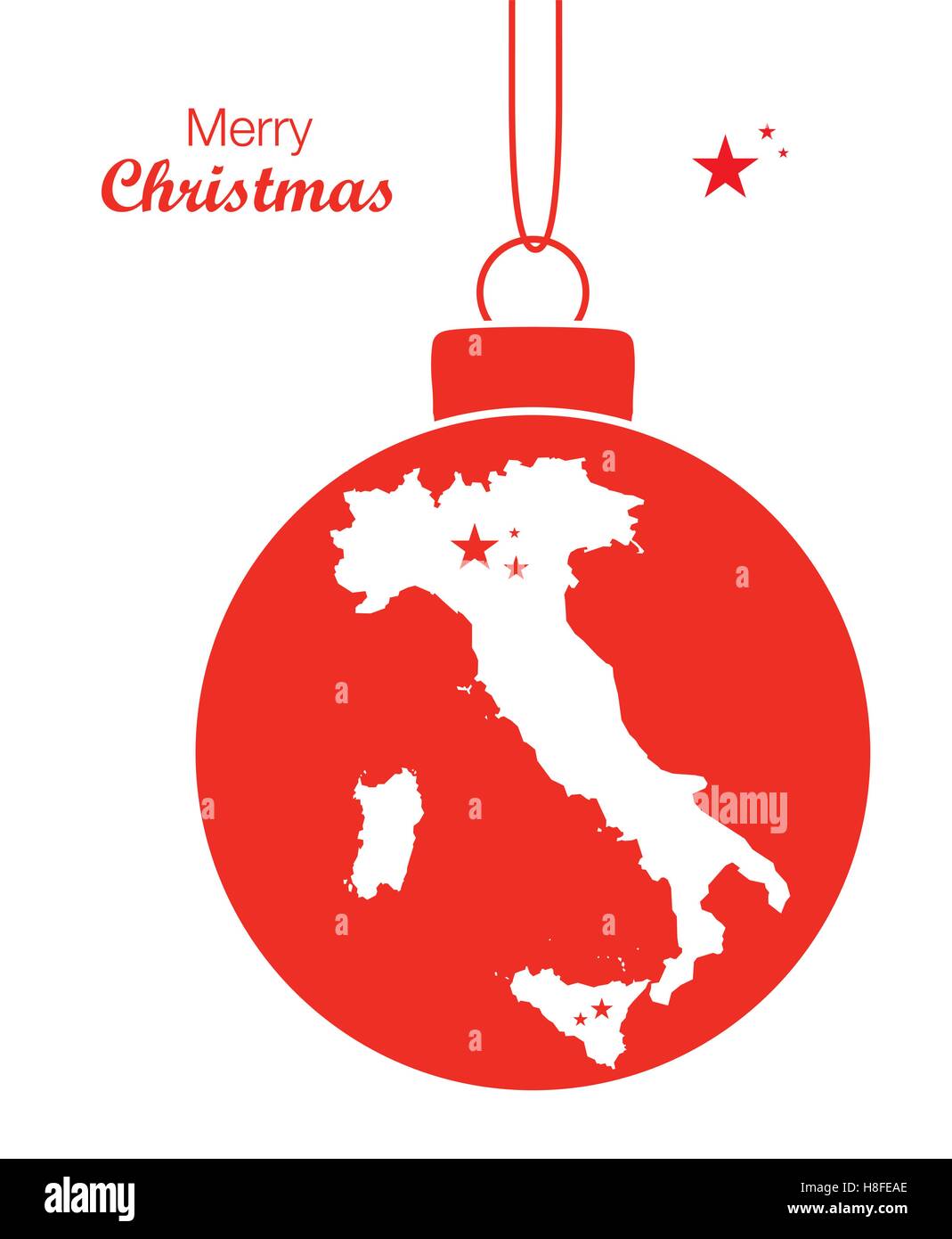 Merry Christmas Map Italy Stock Vector