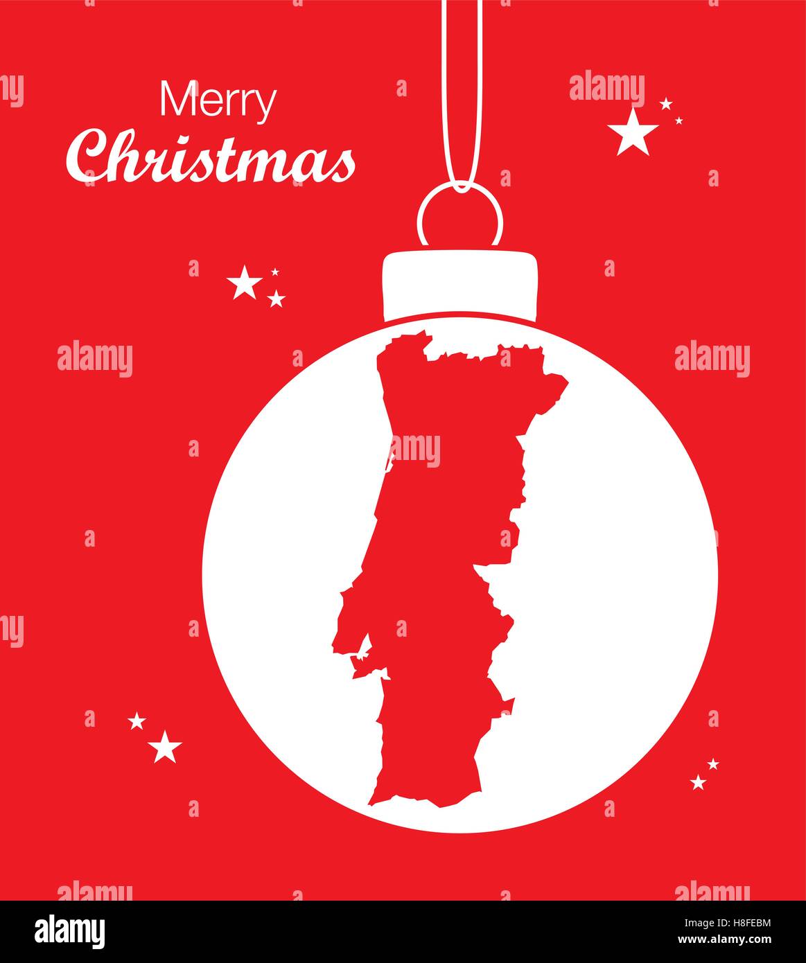 Merry Christmas Map Portugal Stock Vector