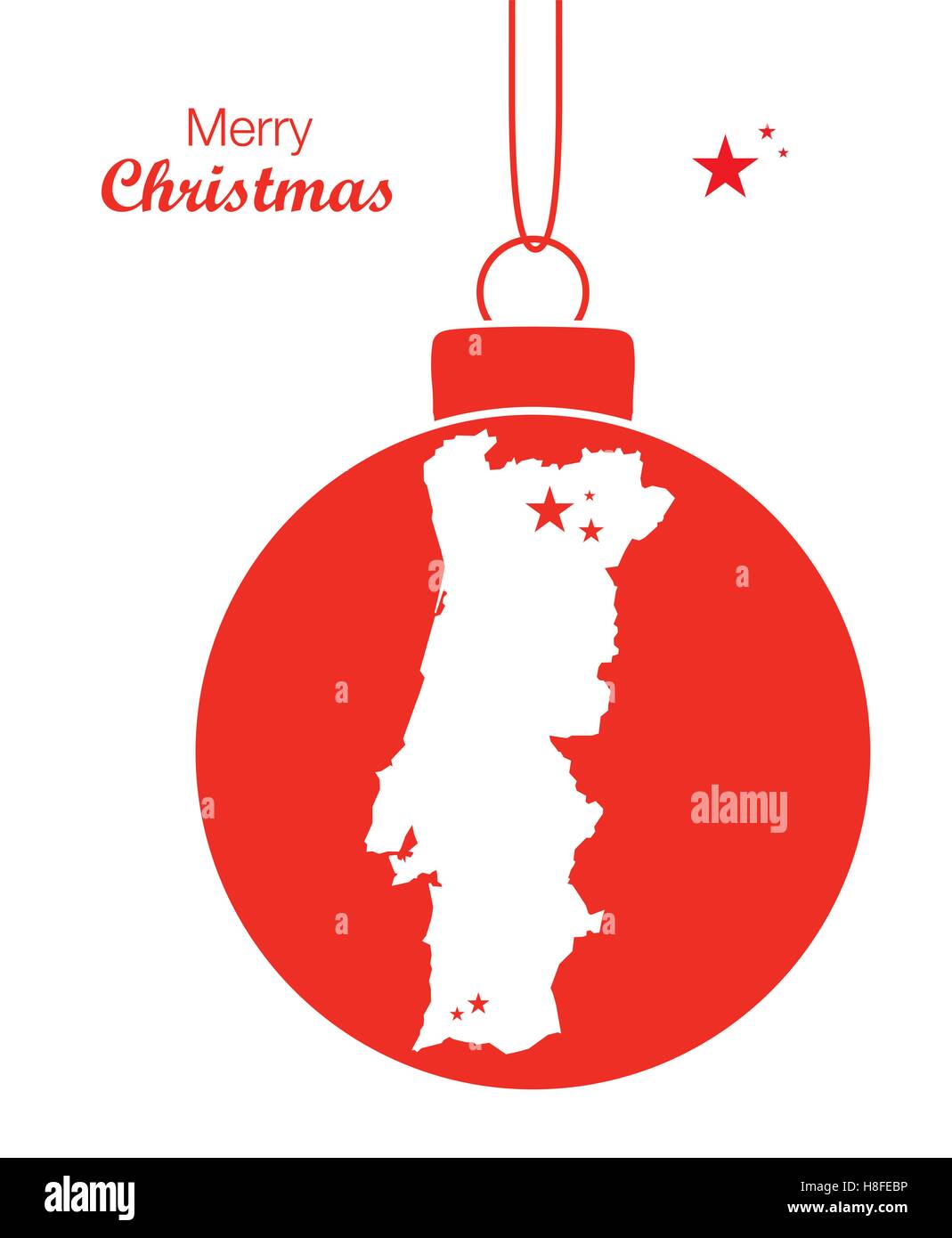 Merry Christmas Map Portugal Stock Vector