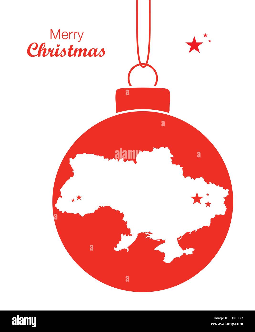 Merry Christmas Map Ukraine Stock Vector