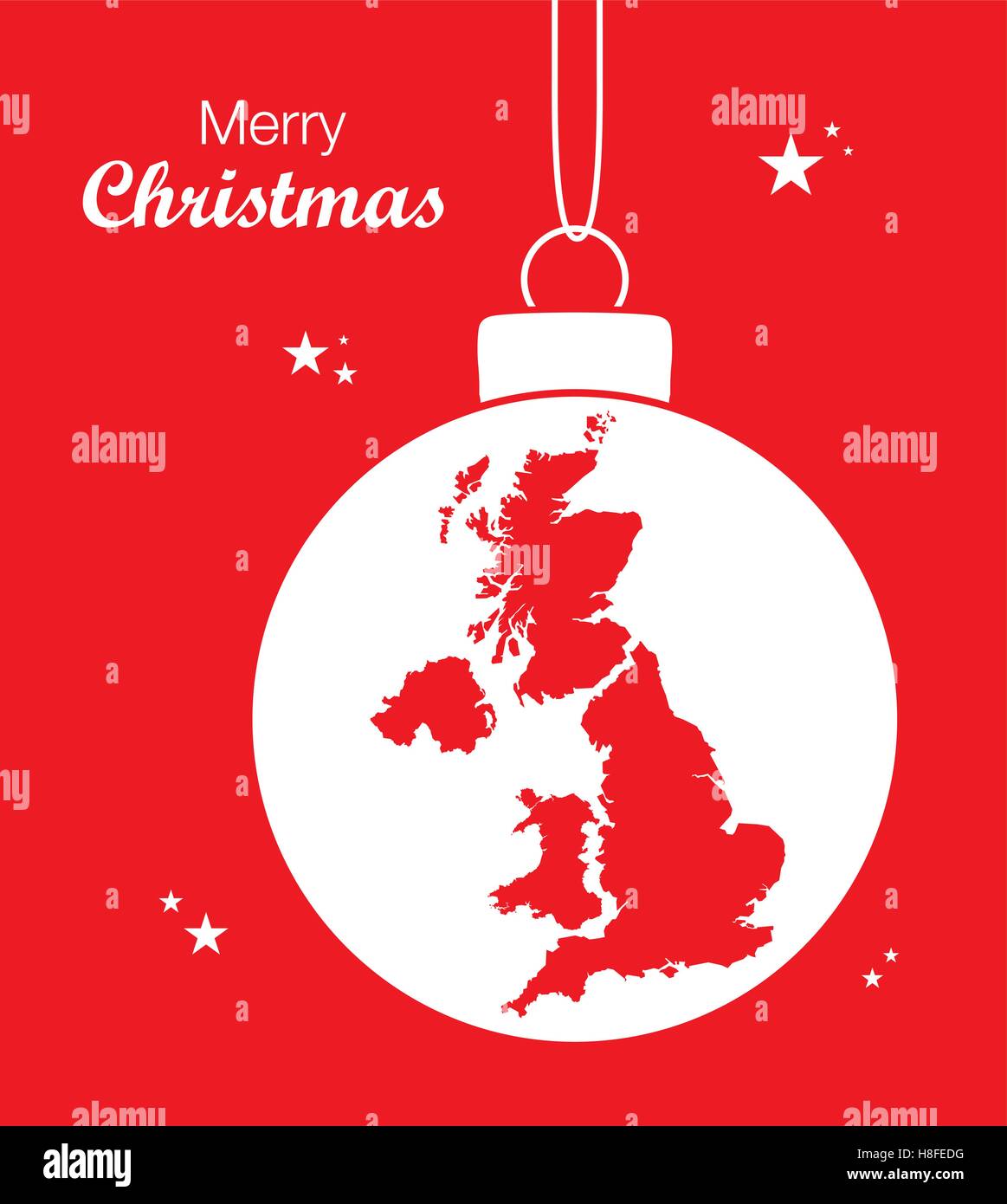 Merry Christmas Map United Kingdom Stock Vector