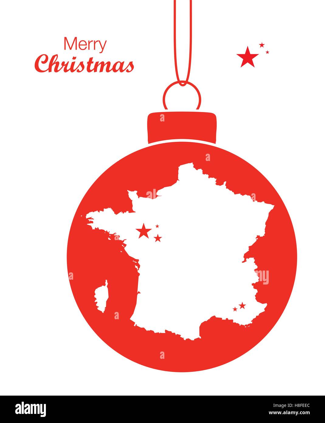 Merry Christmas Map France Stock Vector