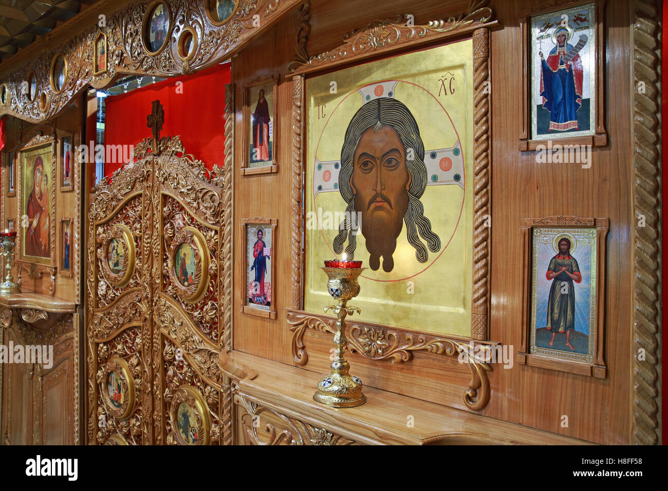 Orthodox iconostasis, icon of Jesus Christ 'Holy Face', Vernicle Stock Photo