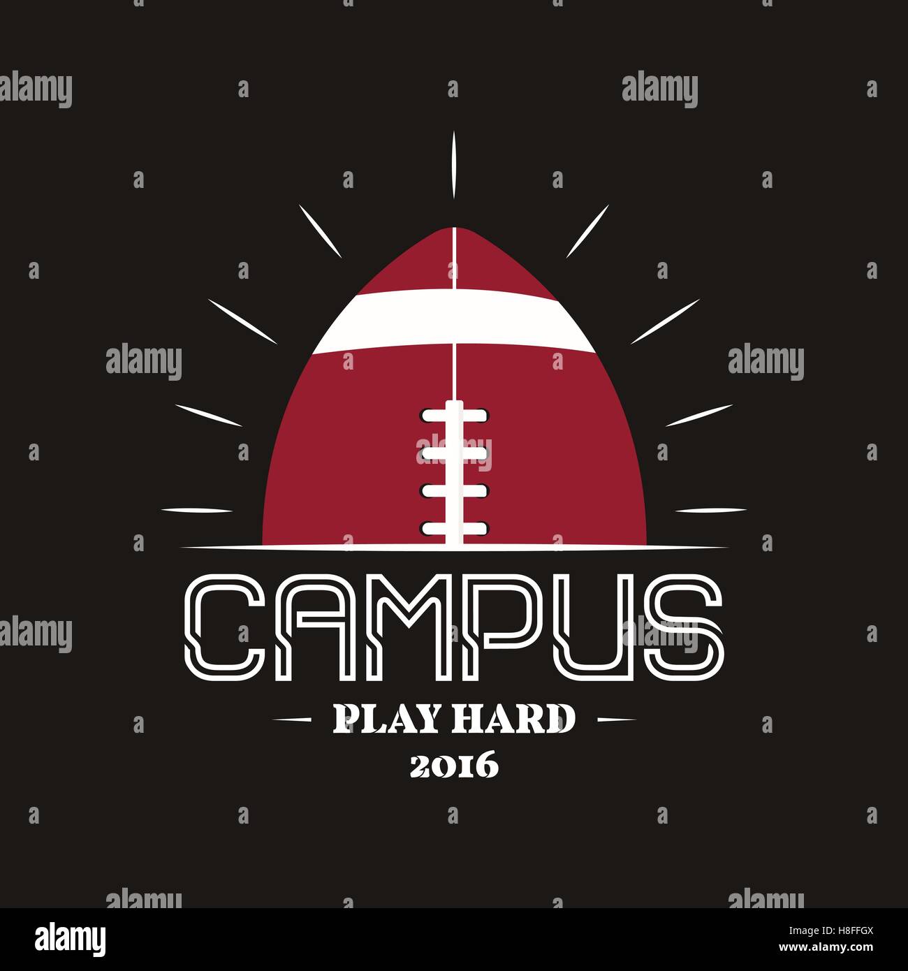 American football campus logotype, emblem, label, insignia in retro ...