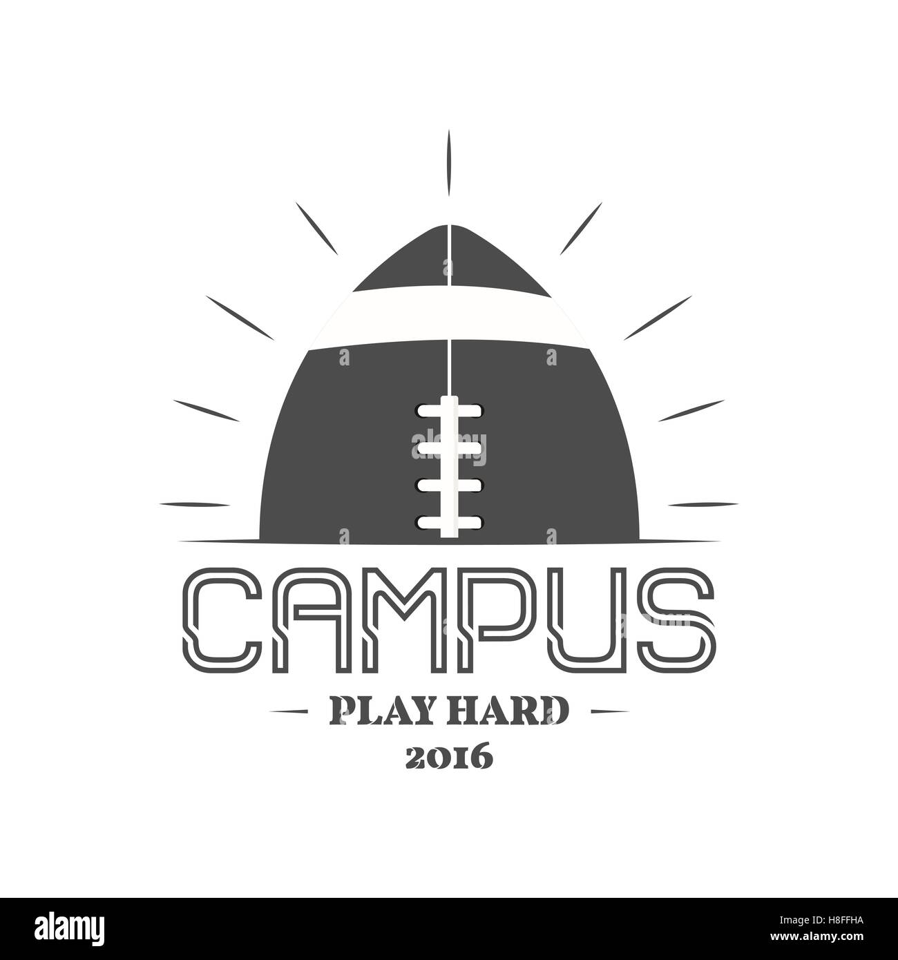 American football campus logotype, emblem, label, insignia in retro ...