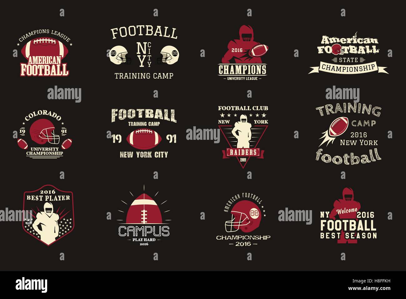 College rugby and american football team, campus, college badges, logos ...