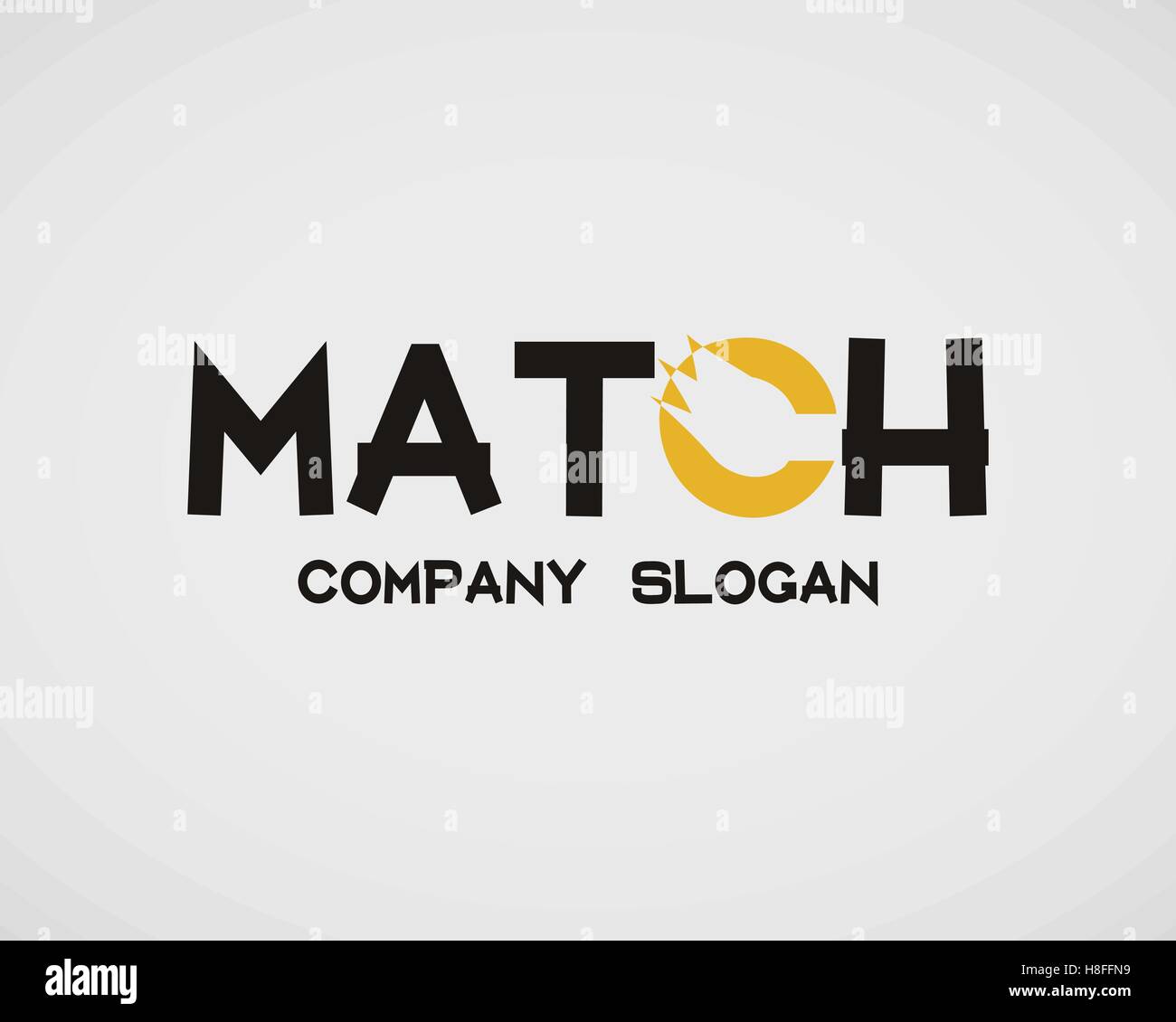 Burning match logo template. Fire in text concept. Stylish design for