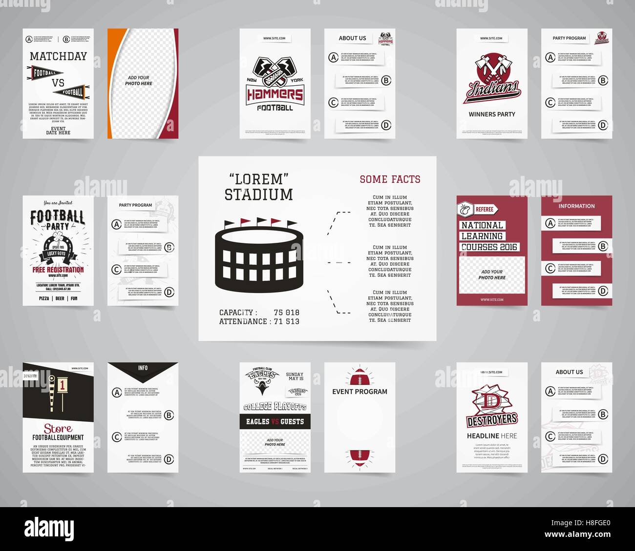 american football party back and front flyer template design stock football party flyer template