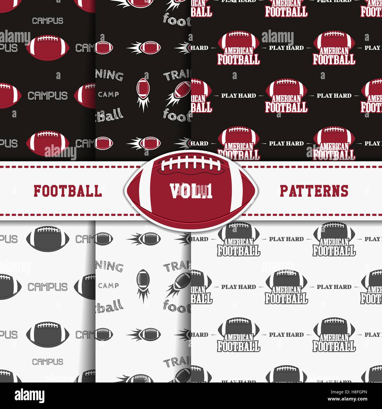 Set of american football patterns. Usa sports seamless background