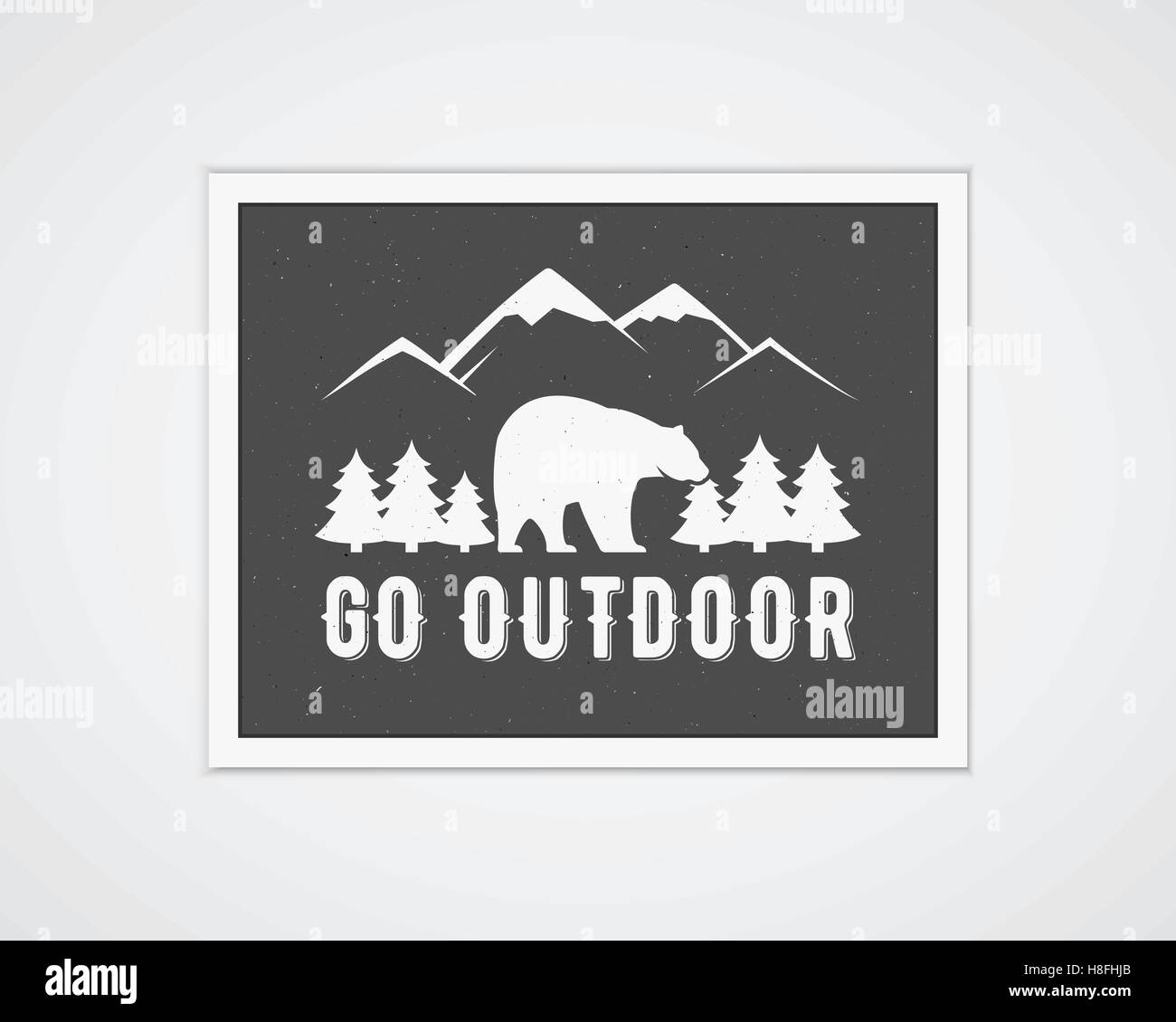 Camping Vector Frame Template With Travel Poster Retro Go Outdoor