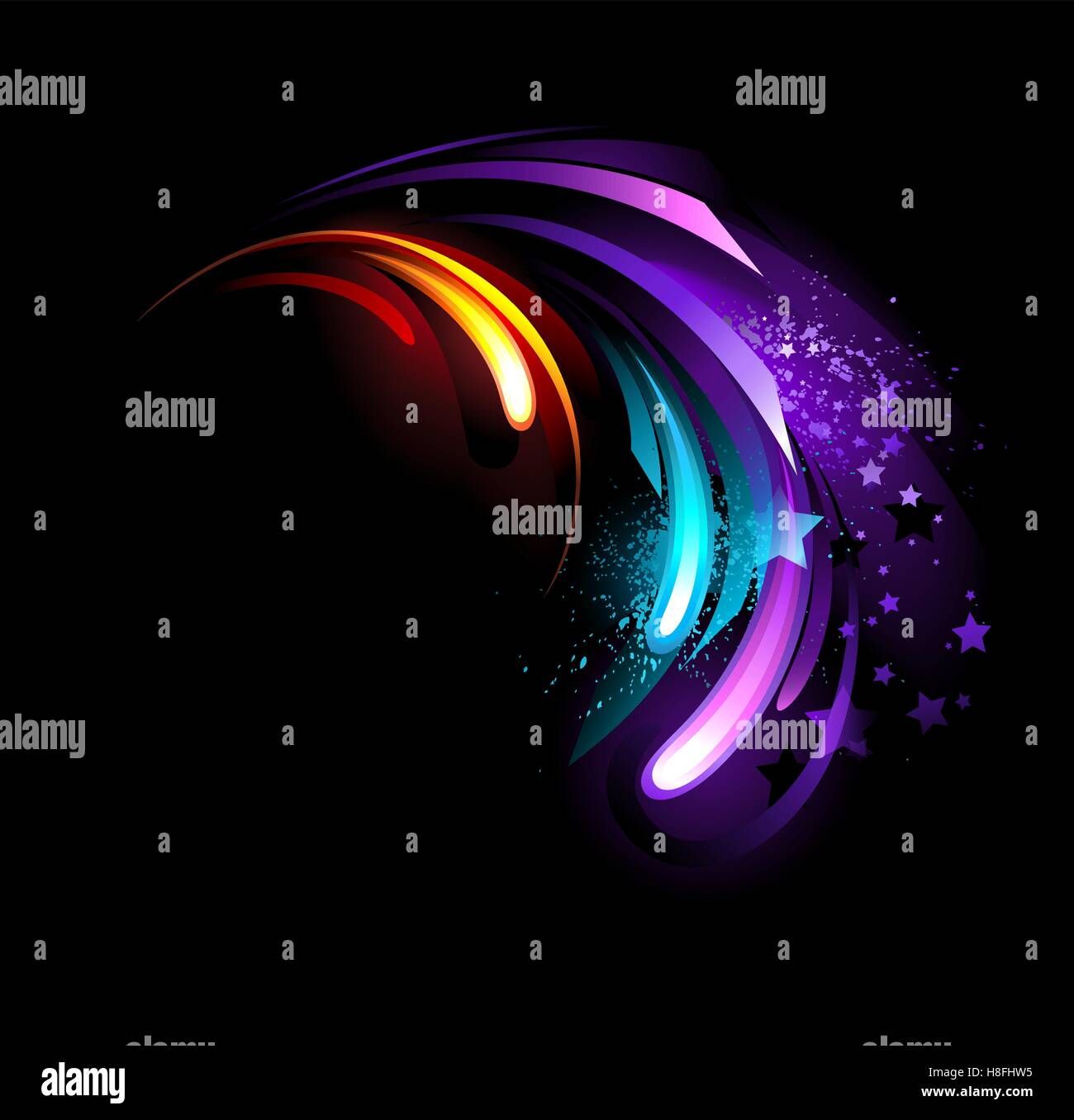 abstract, blue, purple, hot  crystal on a black background Stock Vector