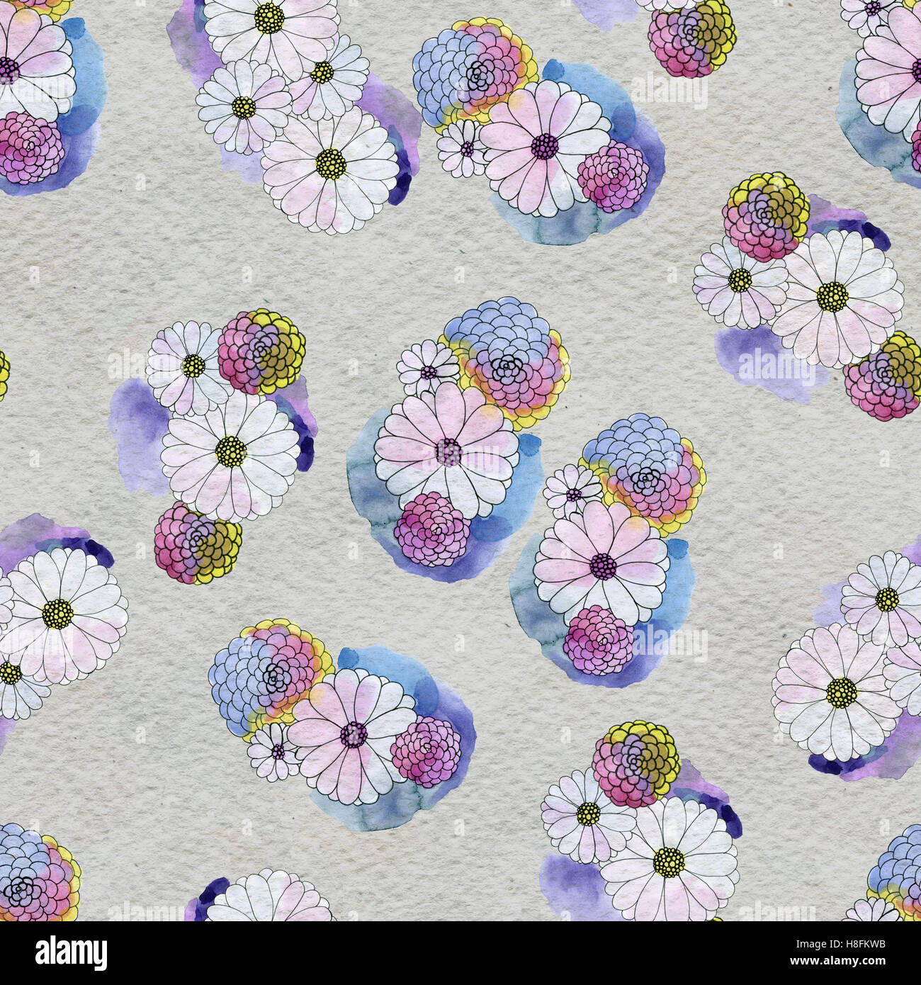 Seamless floral pattern with daisy flowers Stock Photo - Alamy