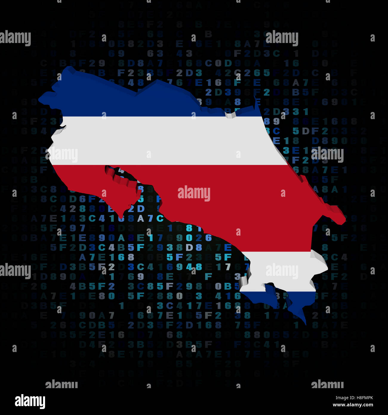 Costa Rica map flag on hex code illustration Stock Photo Alamy